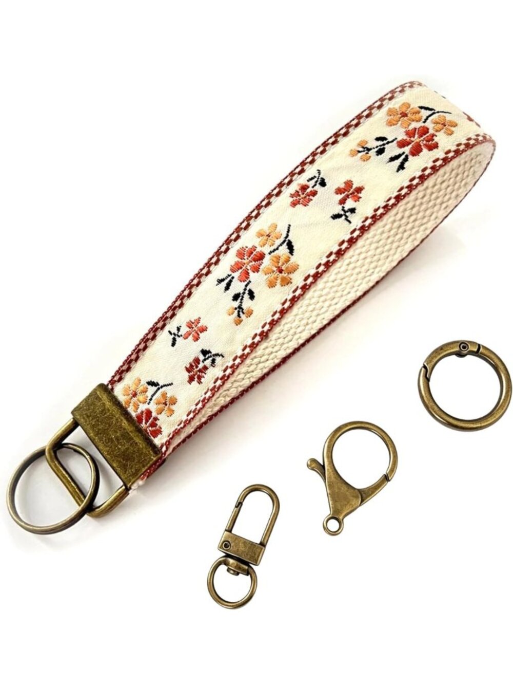 Boho Vintage Embroidered Keychain Wristlet for Women - Chic Accessory & Gift